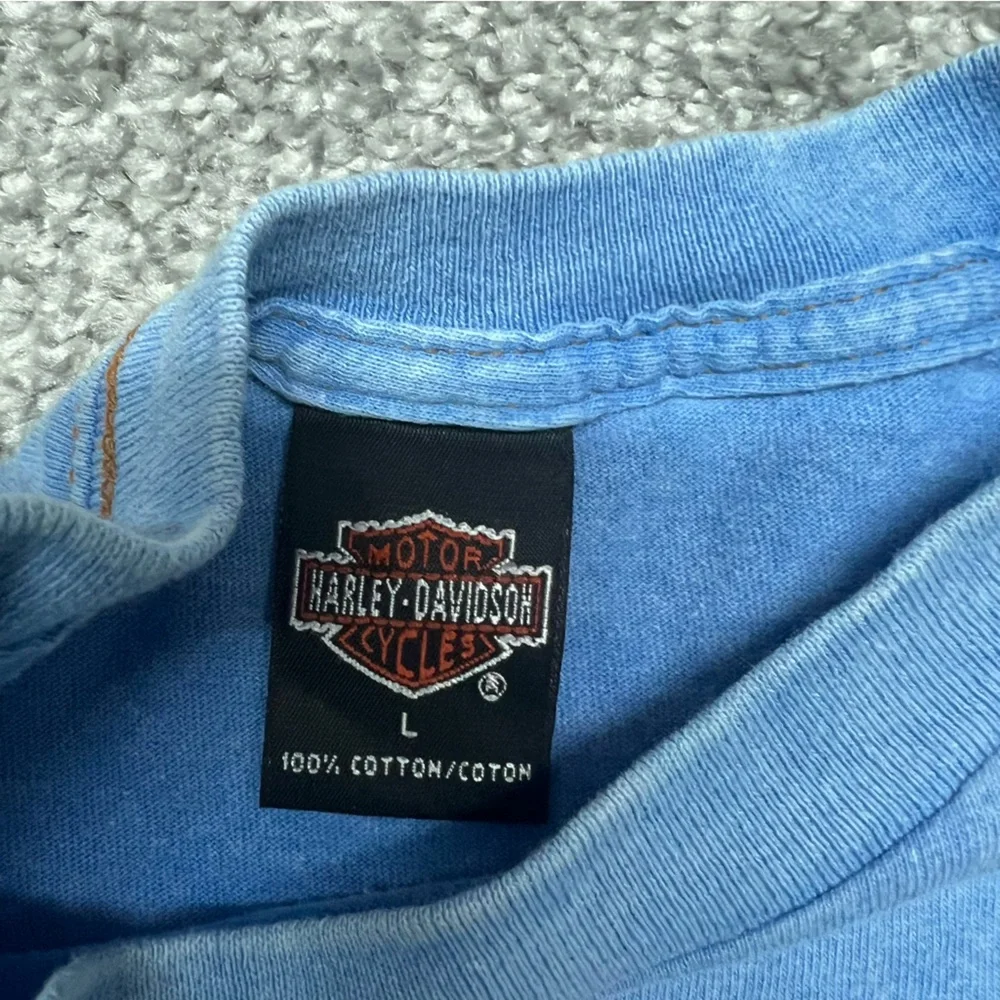 Vtg Harley Davidson Shirt Mens Large Blue Acid Wash Michigan Flag 90s 1998 Bike - Picture 5 of 7